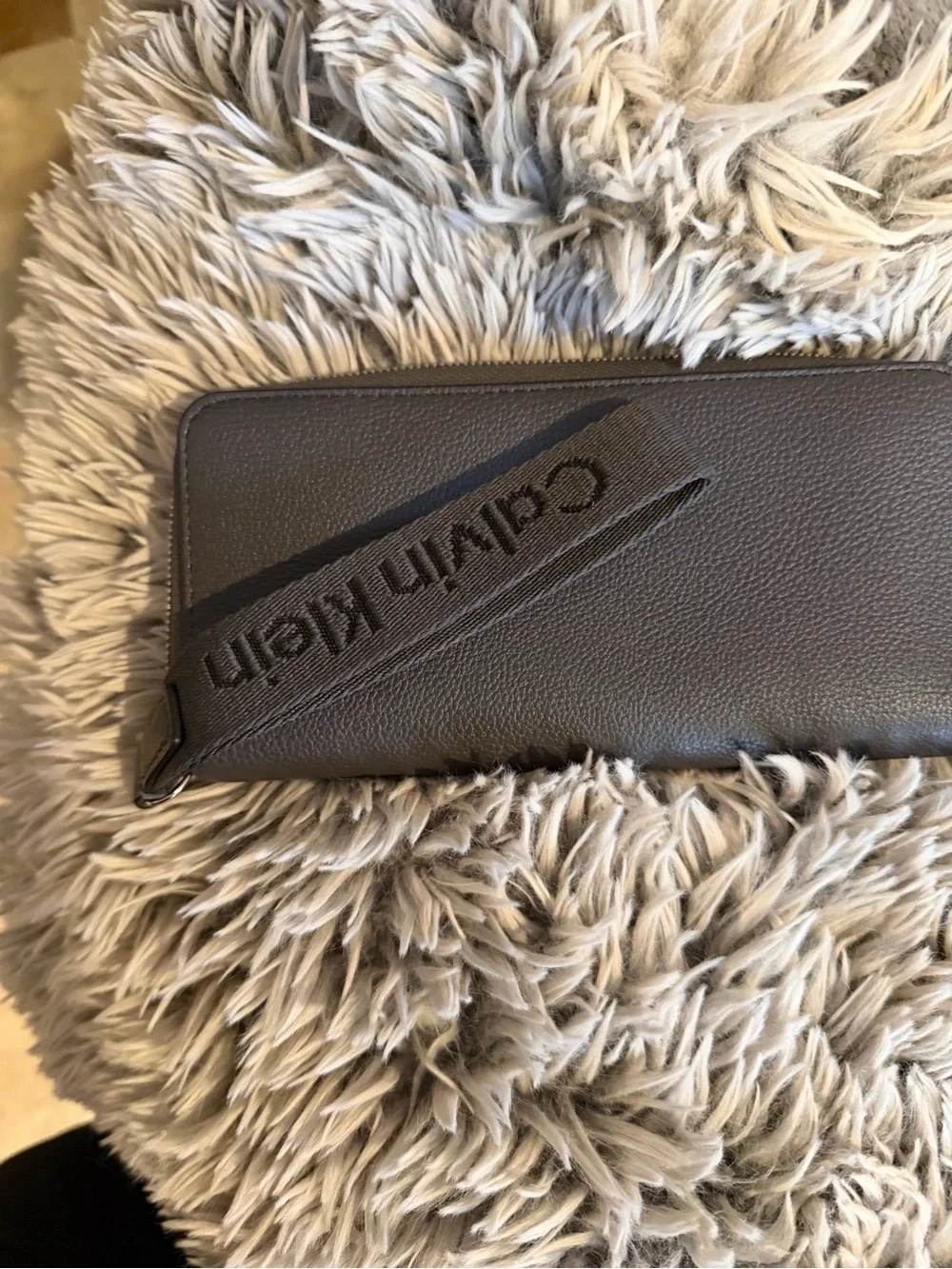 Calvin Klein Black Zip Wallet with Embossed cK